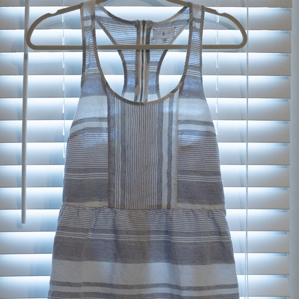 Lou & Grey White and Grey Stripe Dress